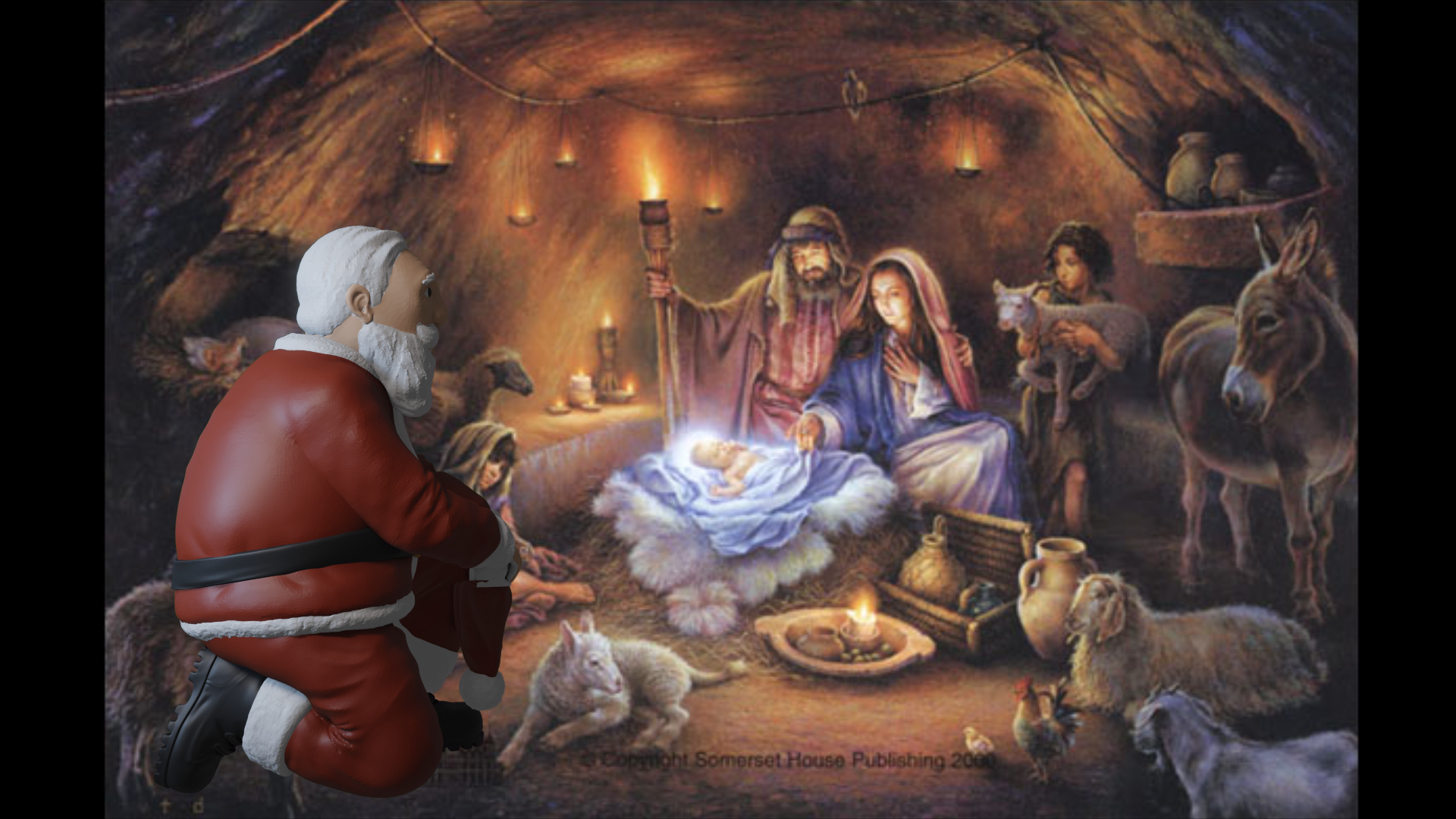 Sculpture Santa Claus Manger